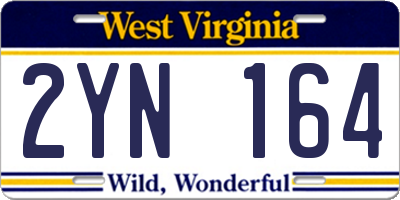 WV license plate 2YN164