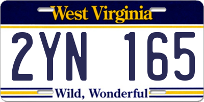 WV license plate 2YN165
