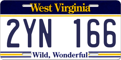 WV license plate 2YN166