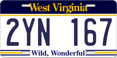WV license plate 2YN167