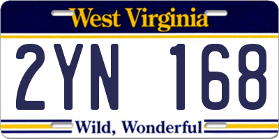 WV license plate 2YN168