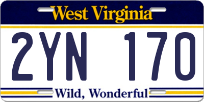 WV license plate 2YN170
