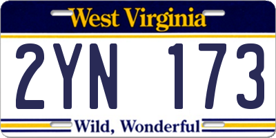 WV license plate 2YN173