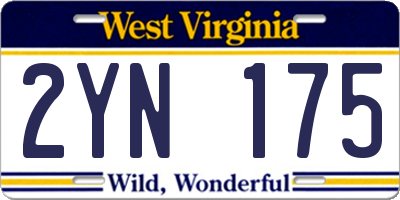WV license plate 2YN175