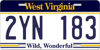 WV license plate 2YN183