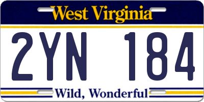 WV license plate 2YN184
