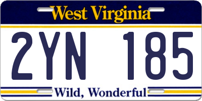 WV license plate 2YN185