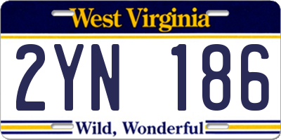 WV license plate 2YN186