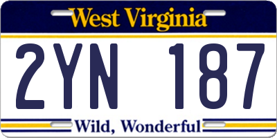 WV license plate 2YN187