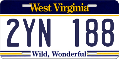 WV license plate 2YN188