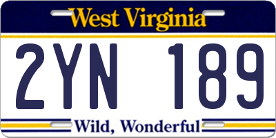 WV license plate 2YN189