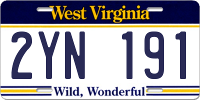 WV license plate 2YN191
