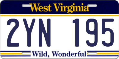 WV license plate 2YN195