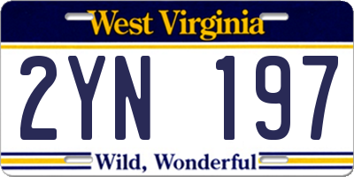 WV license plate 2YN197