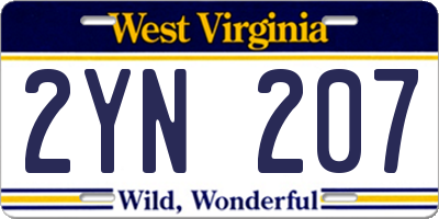 WV license plate 2YN207