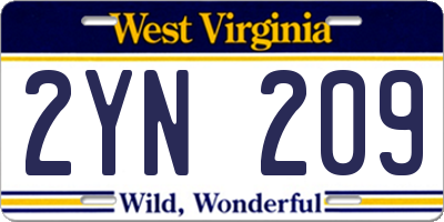 WV license plate 2YN209