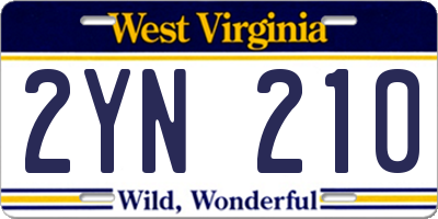 WV license plate 2YN210