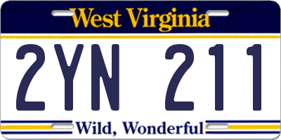 WV license plate 2YN211