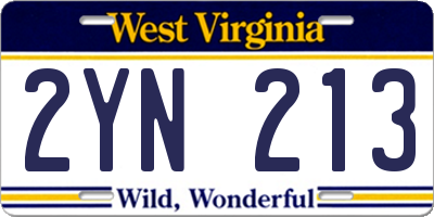 WV license plate 2YN213