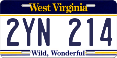 WV license plate 2YN214
