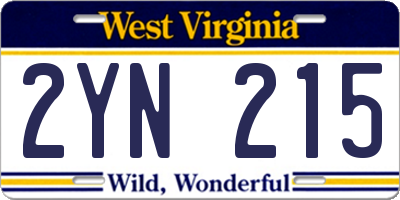 WV license plate 2YN215
