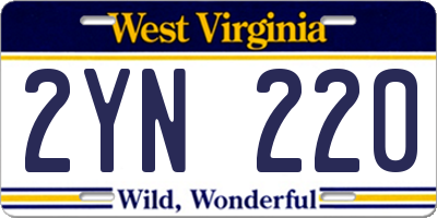 WV license plate 2YN220