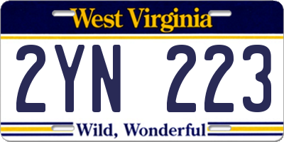 WV license plate 2YN223
