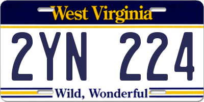 WV license plate 2YN224