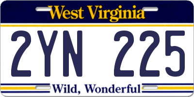 WV license plate 2YN225