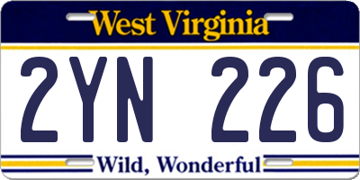 WV license plate 2YN226