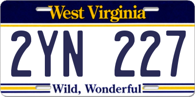 WV license plate 2YN227