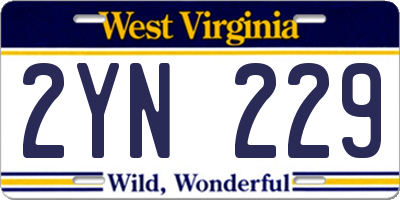 WV license plate 2YN229