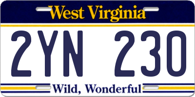 WV license plate 2YN230