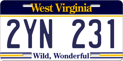 WV license plate 2YN231
