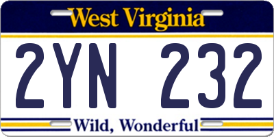 WV license plate 2YN232