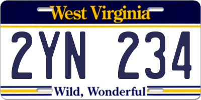 WV license plate 2YN234
