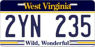 WV license plate 2YN235