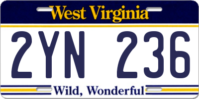WV license plate 2YN236