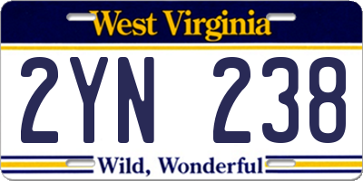 WV license plate 2YN238