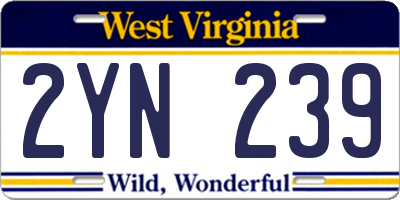 WV license plate 2YN239