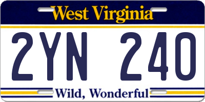 WV license plate 2YN240