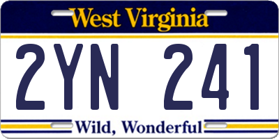 WV license plate 2YN241