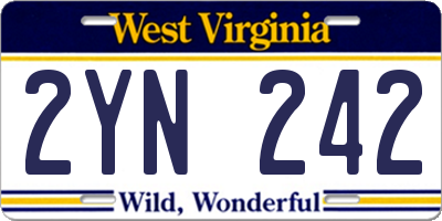 WV license plate 2YN242