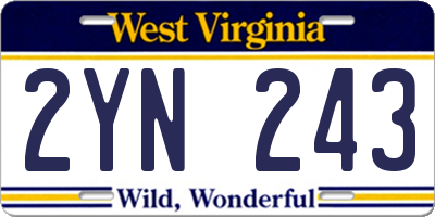WV license plate 2YN243