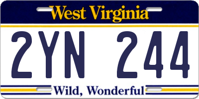WV license plate 2YN244