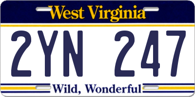 WV license plate 2YN247