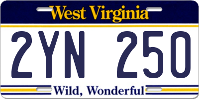 WV license plate 2YN250