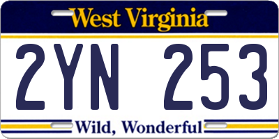 WV license plate 2YN253