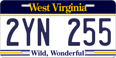 WV license plate 2YN255
