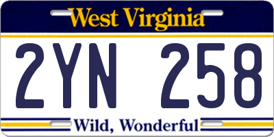 WV license plate 2YN258